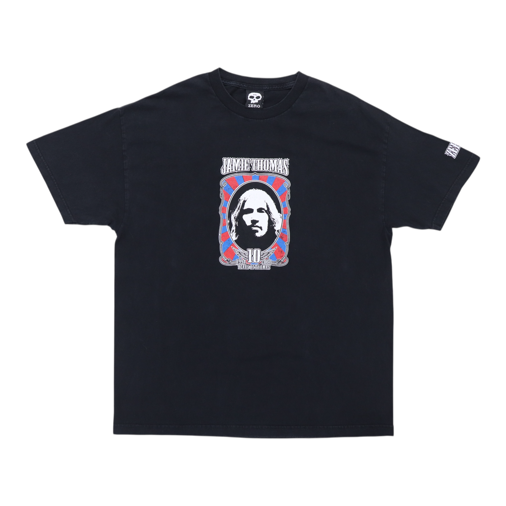 zucca coating border graphic Tシャツ 00s 2004 Zero Skateboards Jamie Thomas Shirt | Authentic Vintage Tee