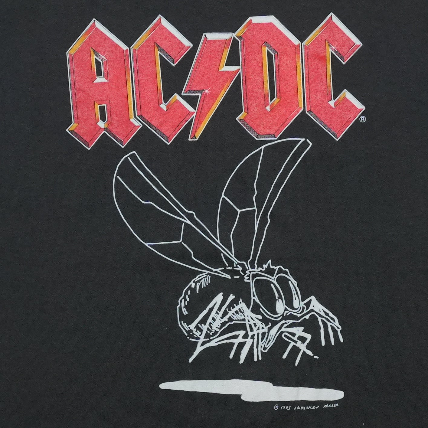 1985 AC/DC Fly On The Wall Sleeveless Tour Shirt Front Graphic