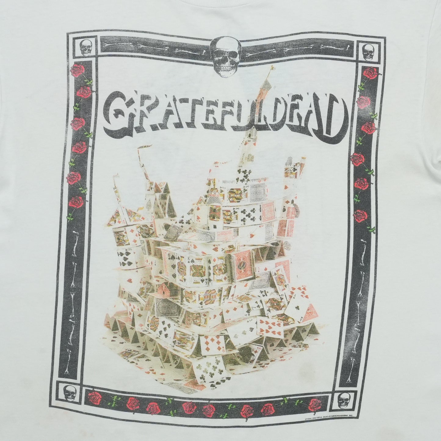 1990s Grateful Dead House of Cards Shirt Front Graphic