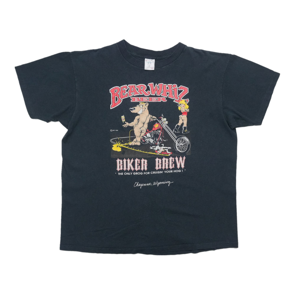1990s Bear Whiz Biker Brew Cheyenne Wyoming Shirt Front