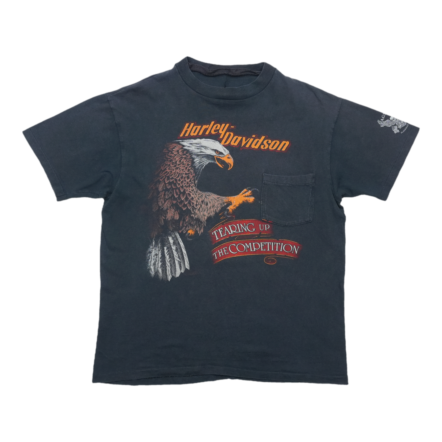 1990s Harley Davidson Tearing Up The Competition Pocket ShirtFront