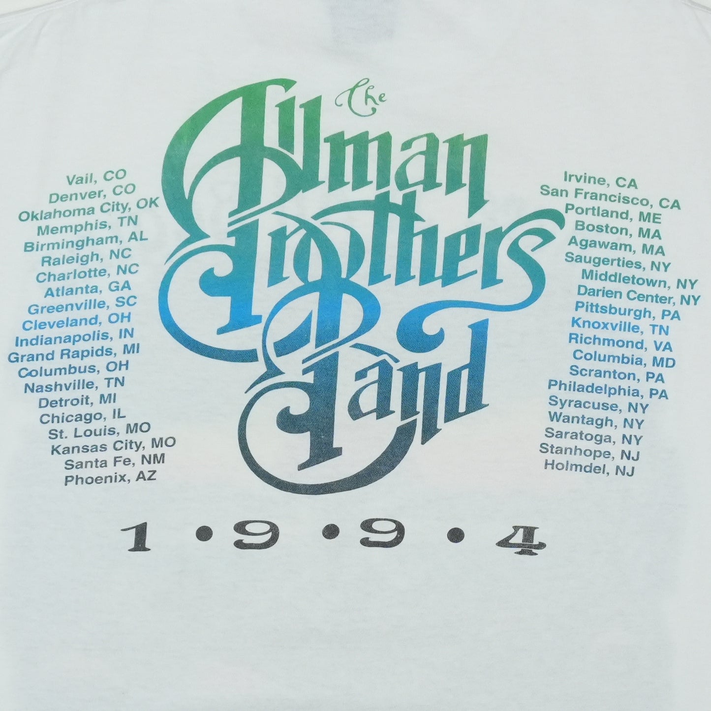 1994 Allman Brothers Band Where It All Begins Tour Shirt Detail 5