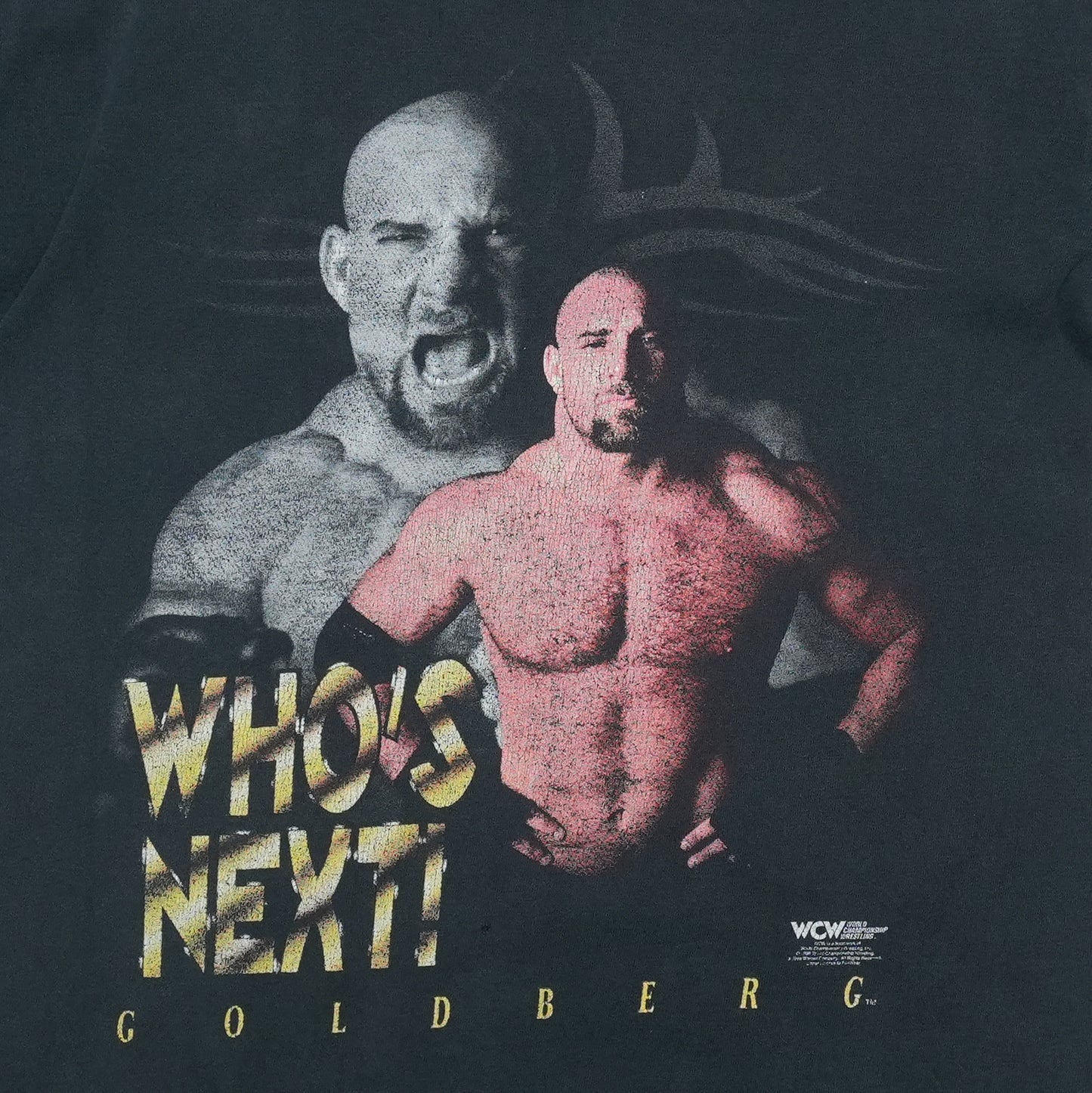 1998 Goldberg Who's Next WCW Long Sleeve Shirt Front Graphic
