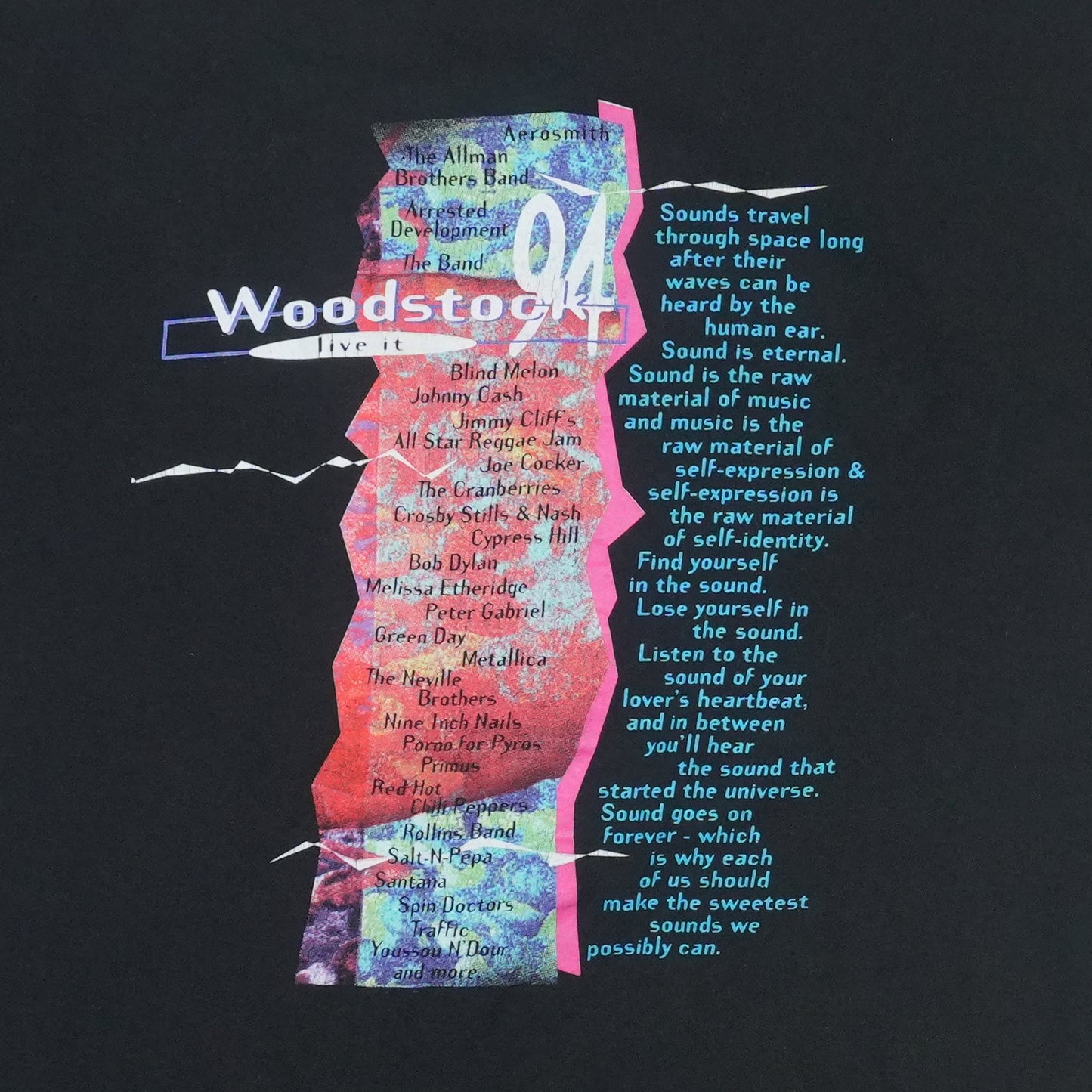 1994 Woodstock 2 More Days Of Peace & Music Pepsi Shirt Detail 4