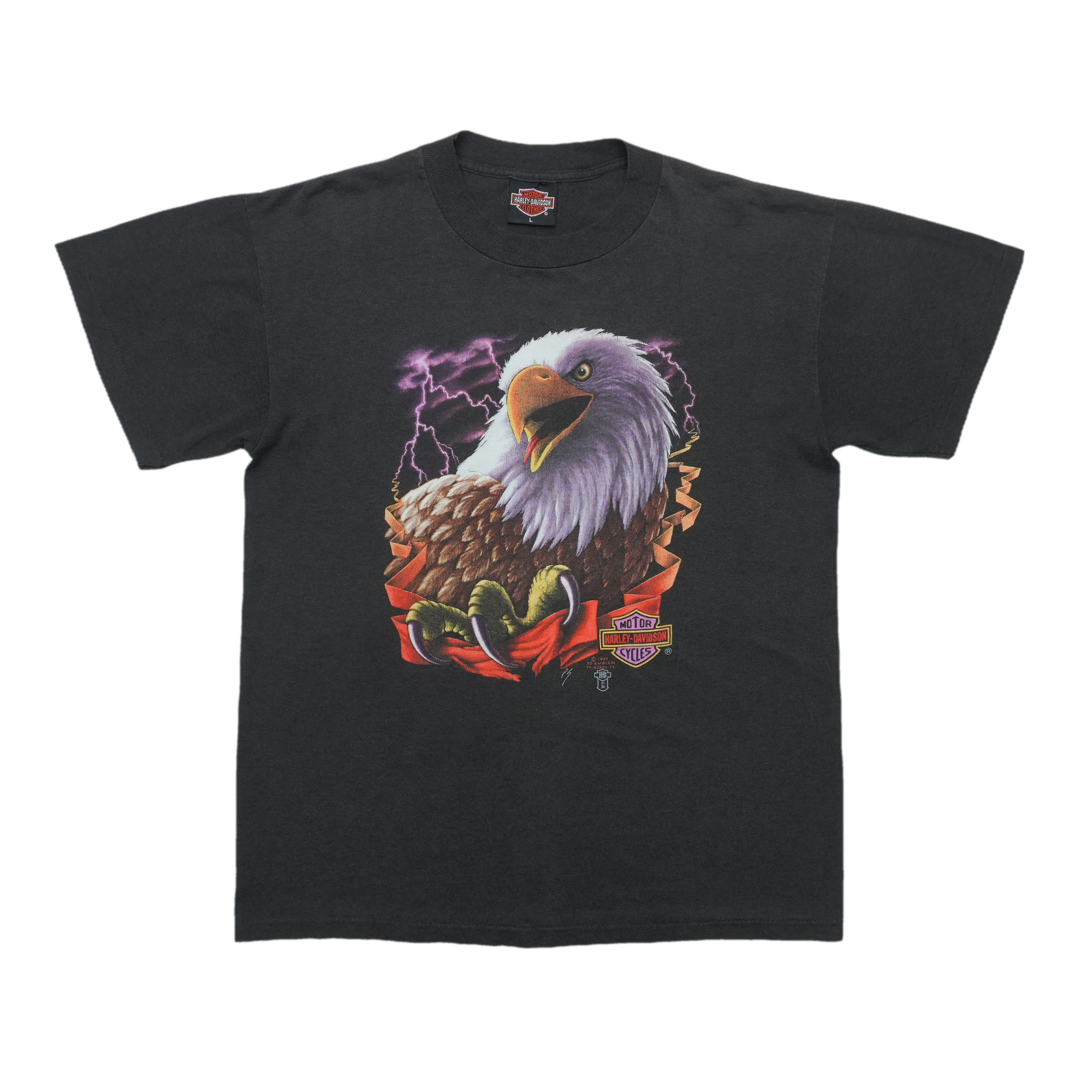 1987 Harley-Davidson 鷲デザイン Tシャツ 1987 Harley Davidson 3D Emblem Shirt | WyCo Vintage