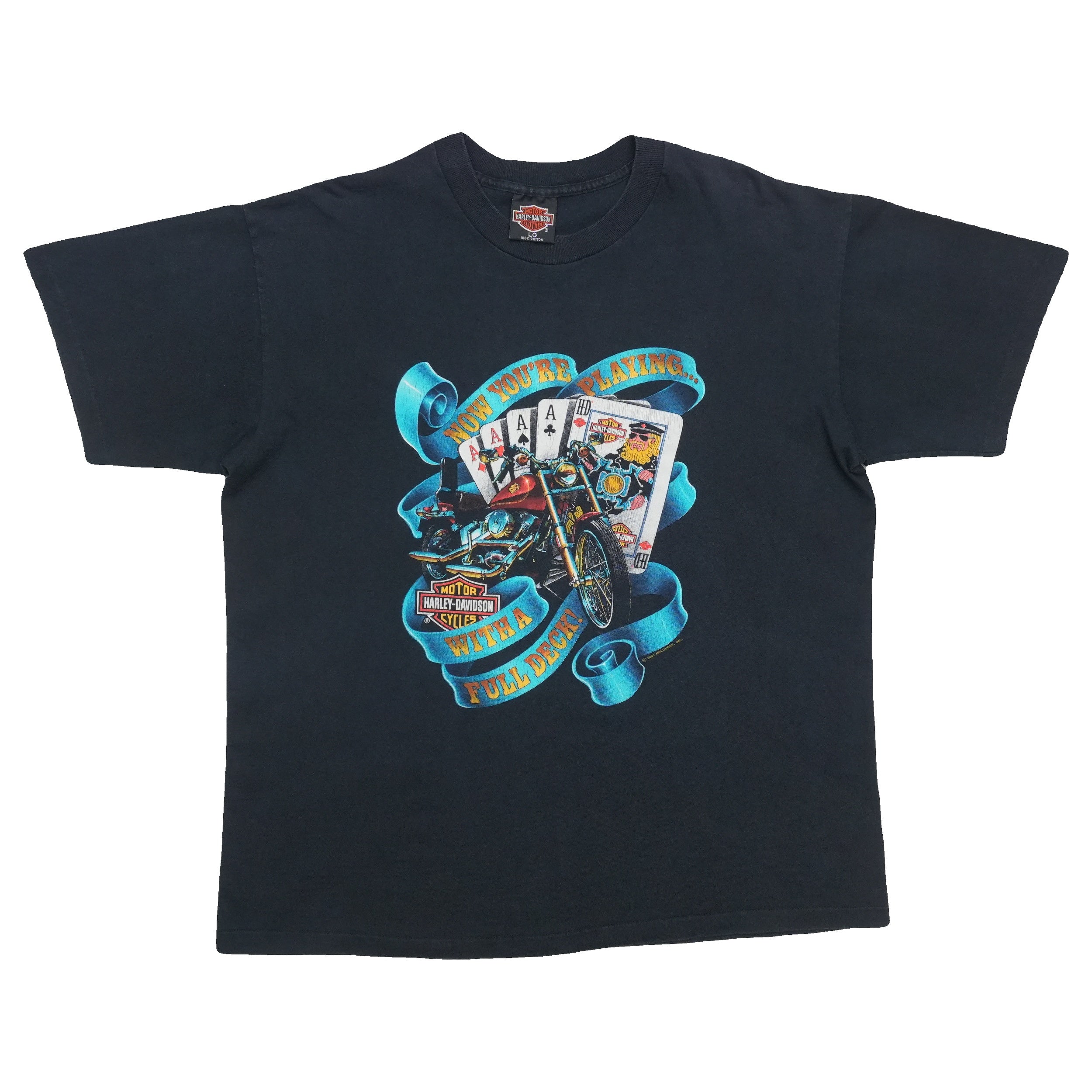 1990 Harley Davidson Playing With Full Deck Shirt | WyCo Vintage