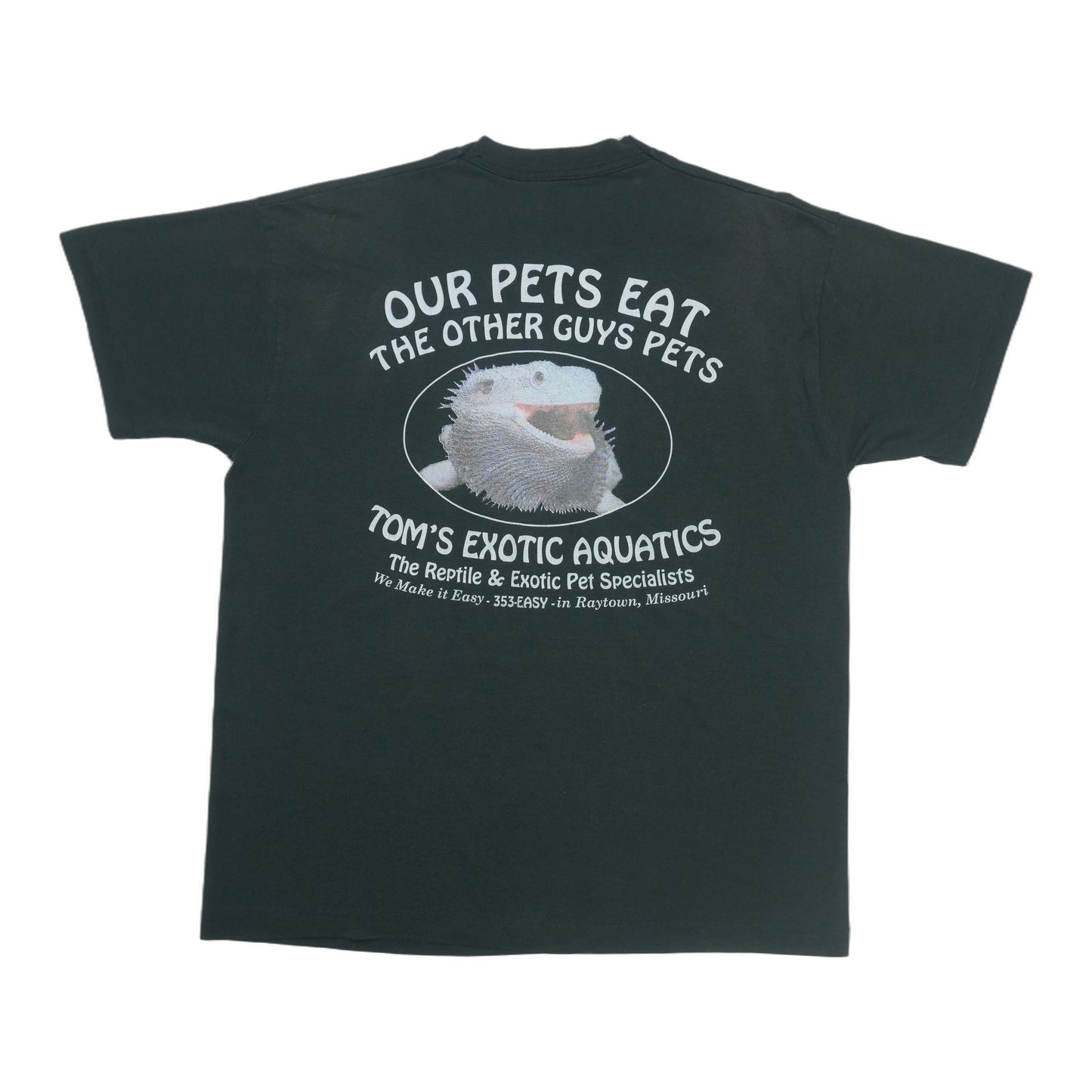 1990s Toms Exotic Aquatics Our Pets Eat The Other Guys Pets Shirt Back