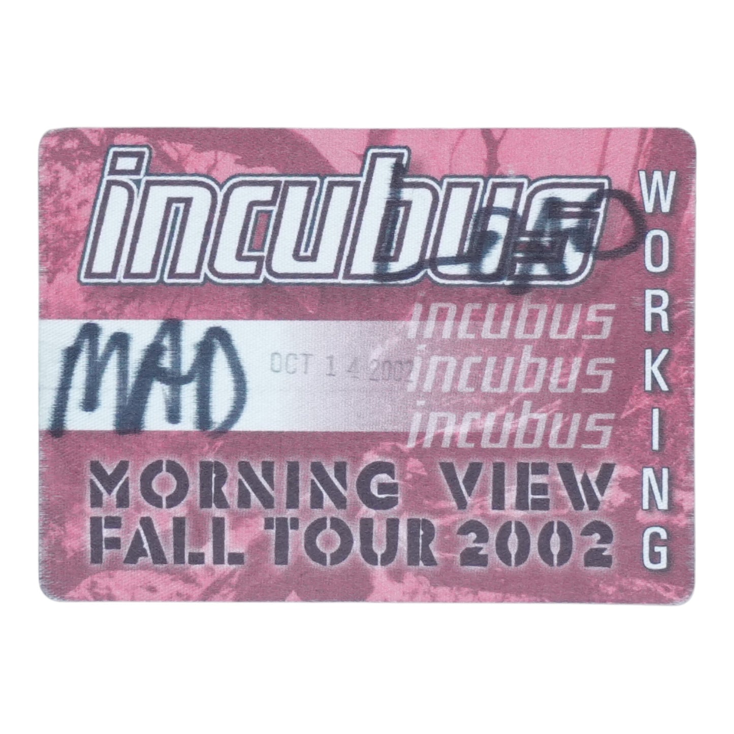 2002 Incubus Morning View Fall Tour Backstage Pass - front