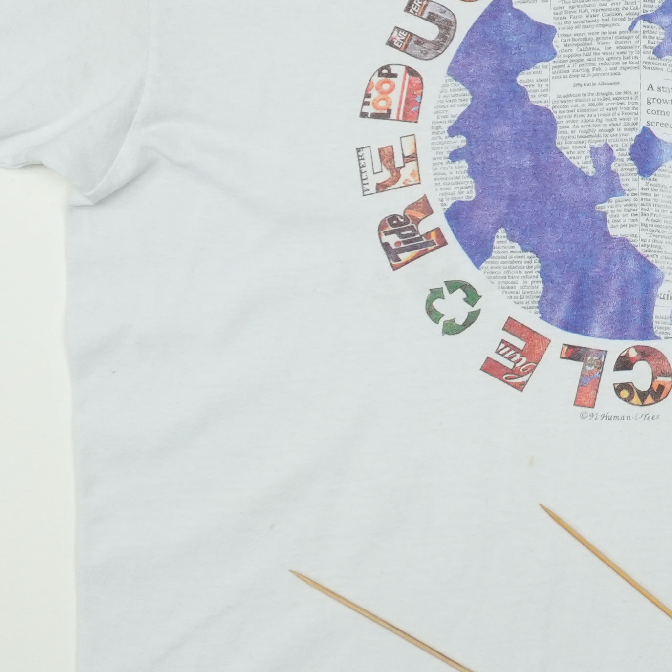 1991 Reduce Reuse Recycle Earth Shirt Detail 3