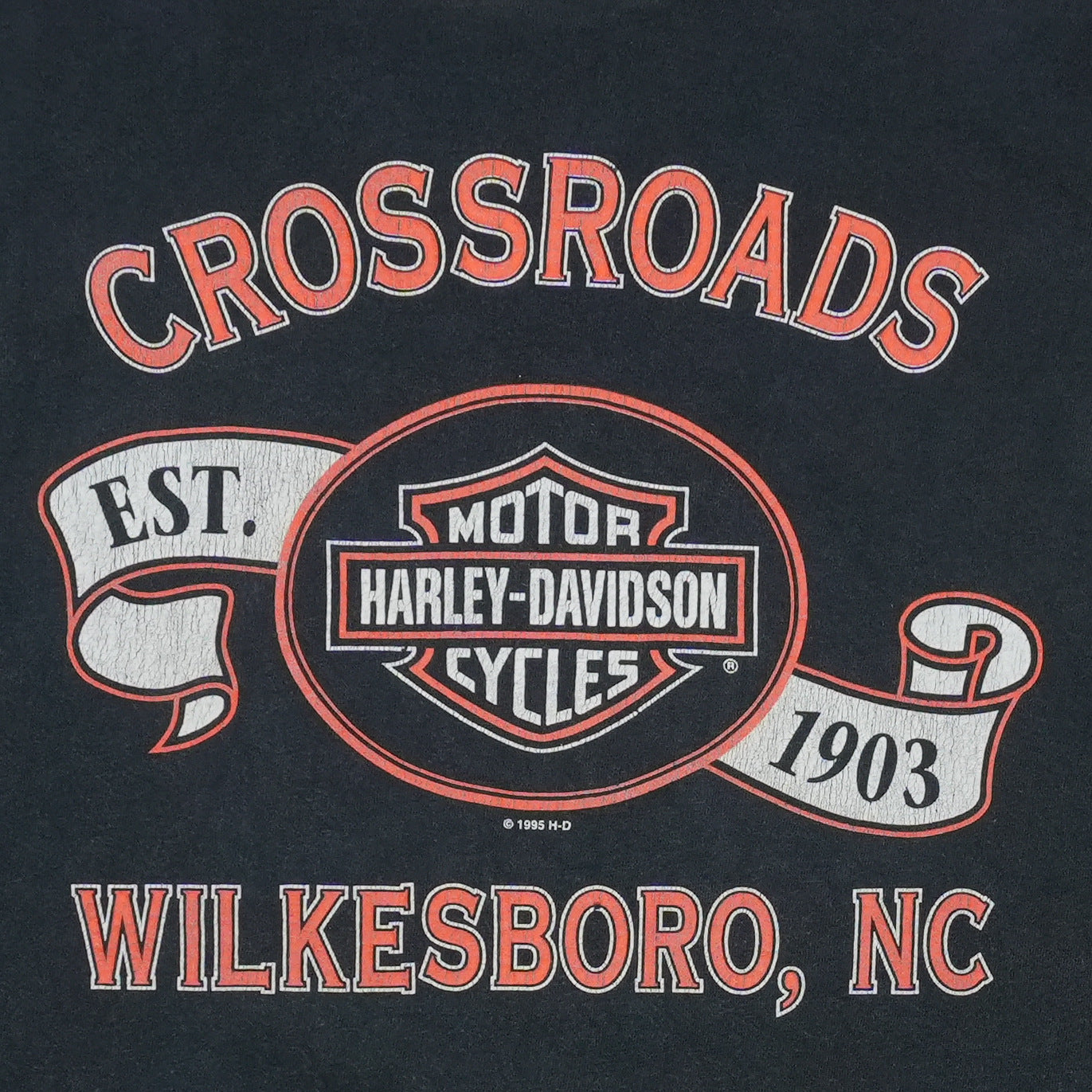 1995 Harley Davidson Wilkesboro North Carolina Shirt Back Detail 1