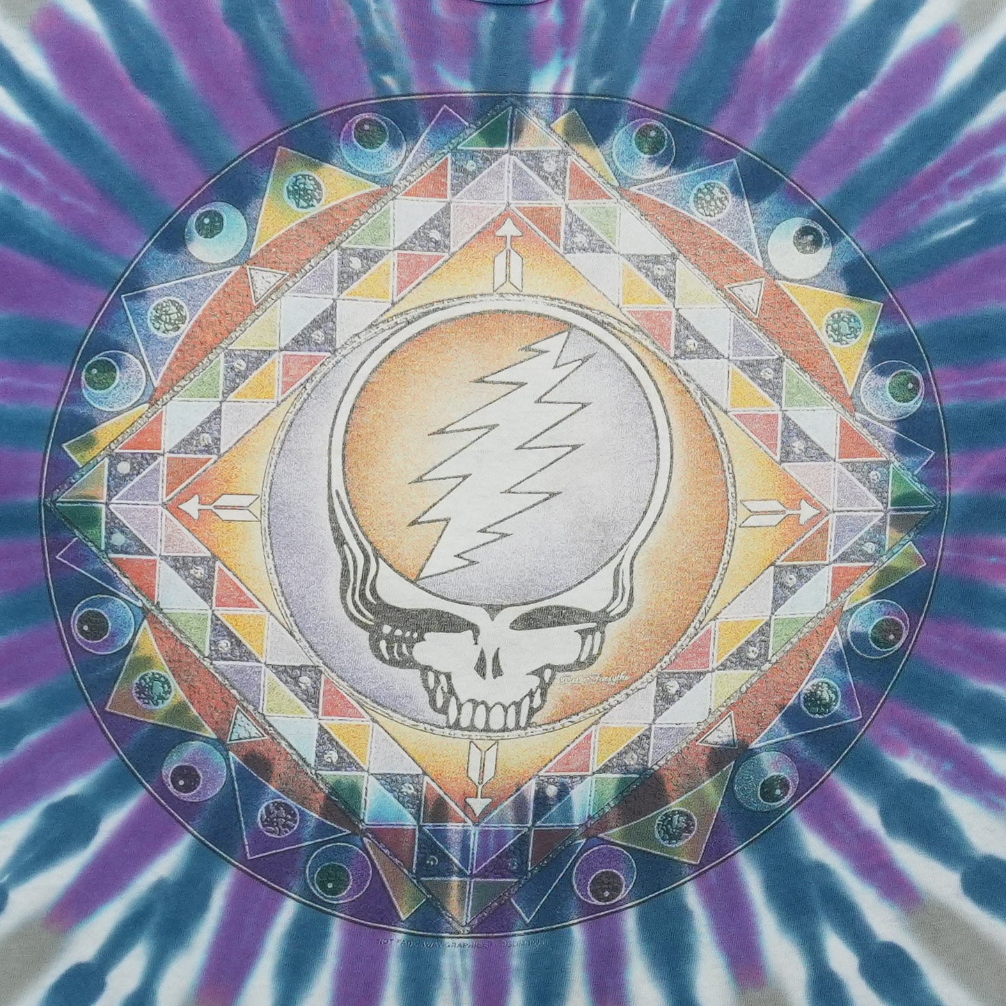 1995 Grateful Dead Steal Your Face Tie Dye Shirt Detail