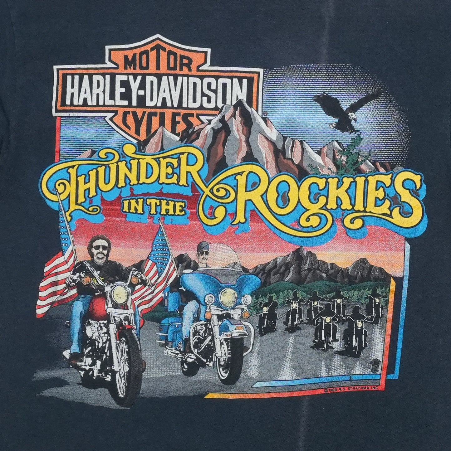 1989 Harley Davidson Thunder In The Rockies Shirt Front Detail 1