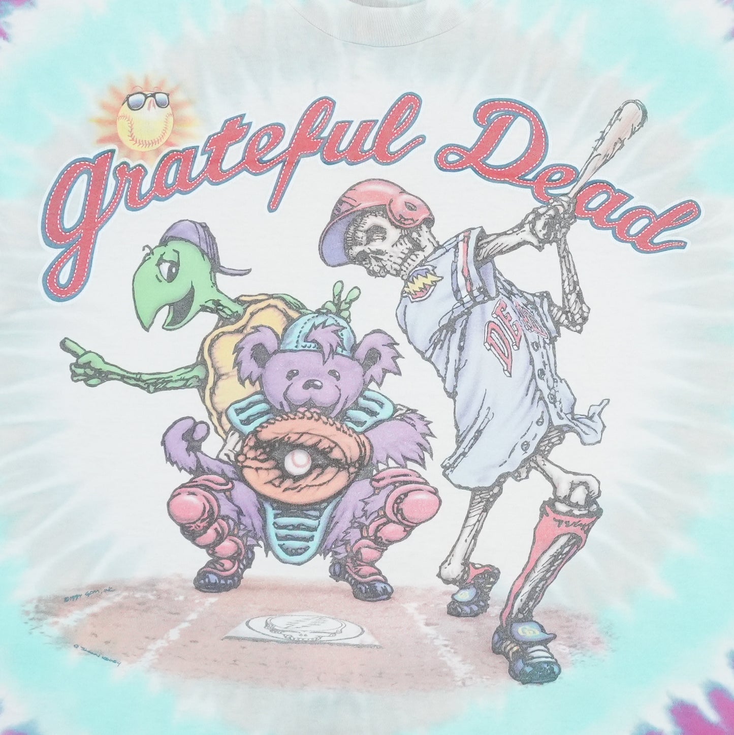 1994 Grateful Dead Steal Your Base Liquid Blue Tie Dye Shirt