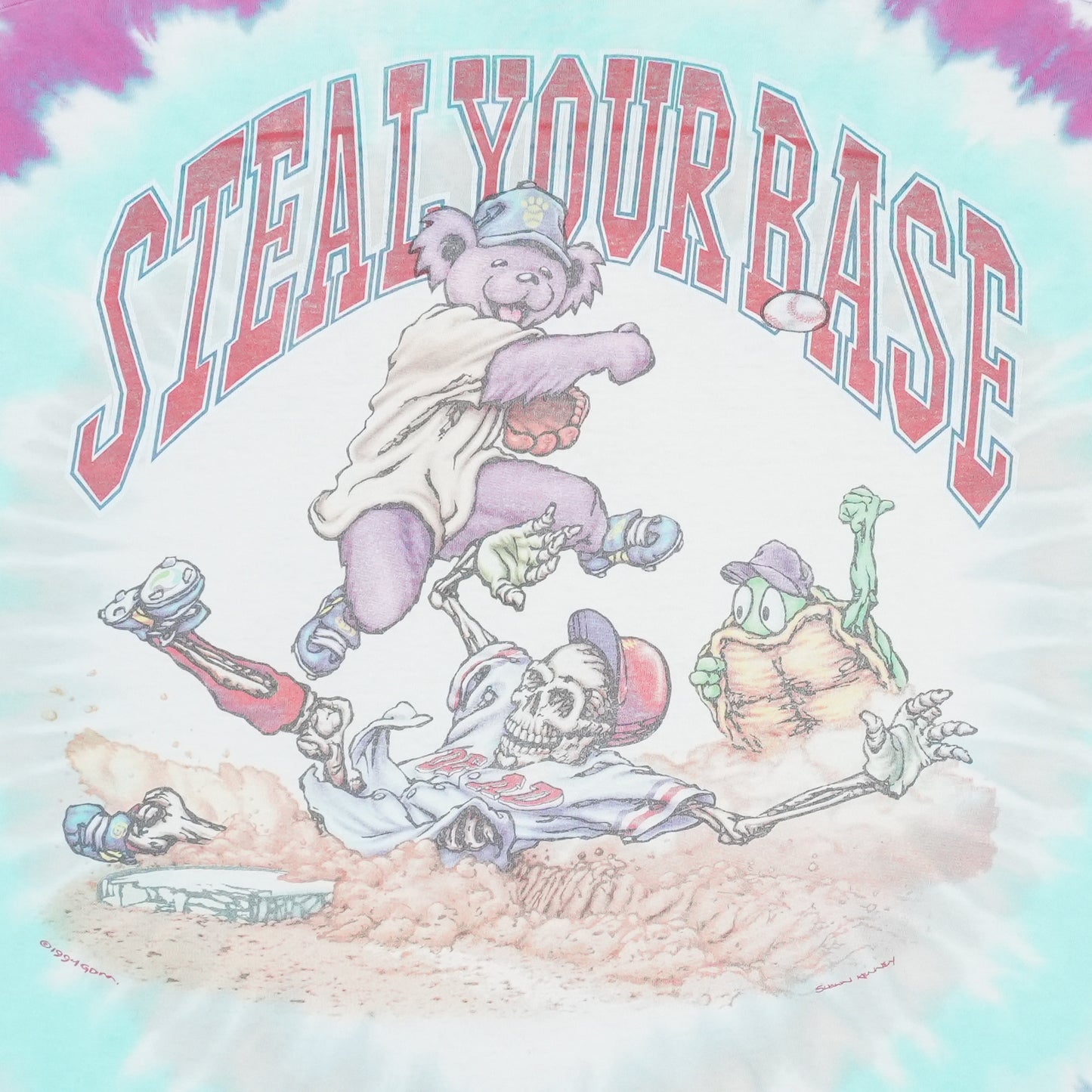1994 Grateful Dead Steal Your Base Liquid Blue Tie Dye Shirt