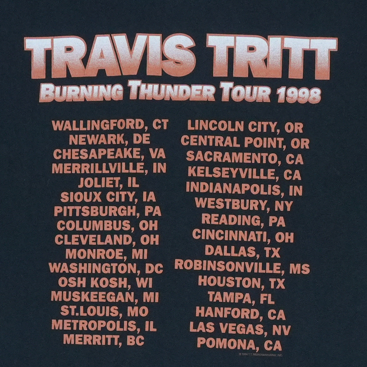 1998 Travis Tritt Burning Thunder Tour Shirt