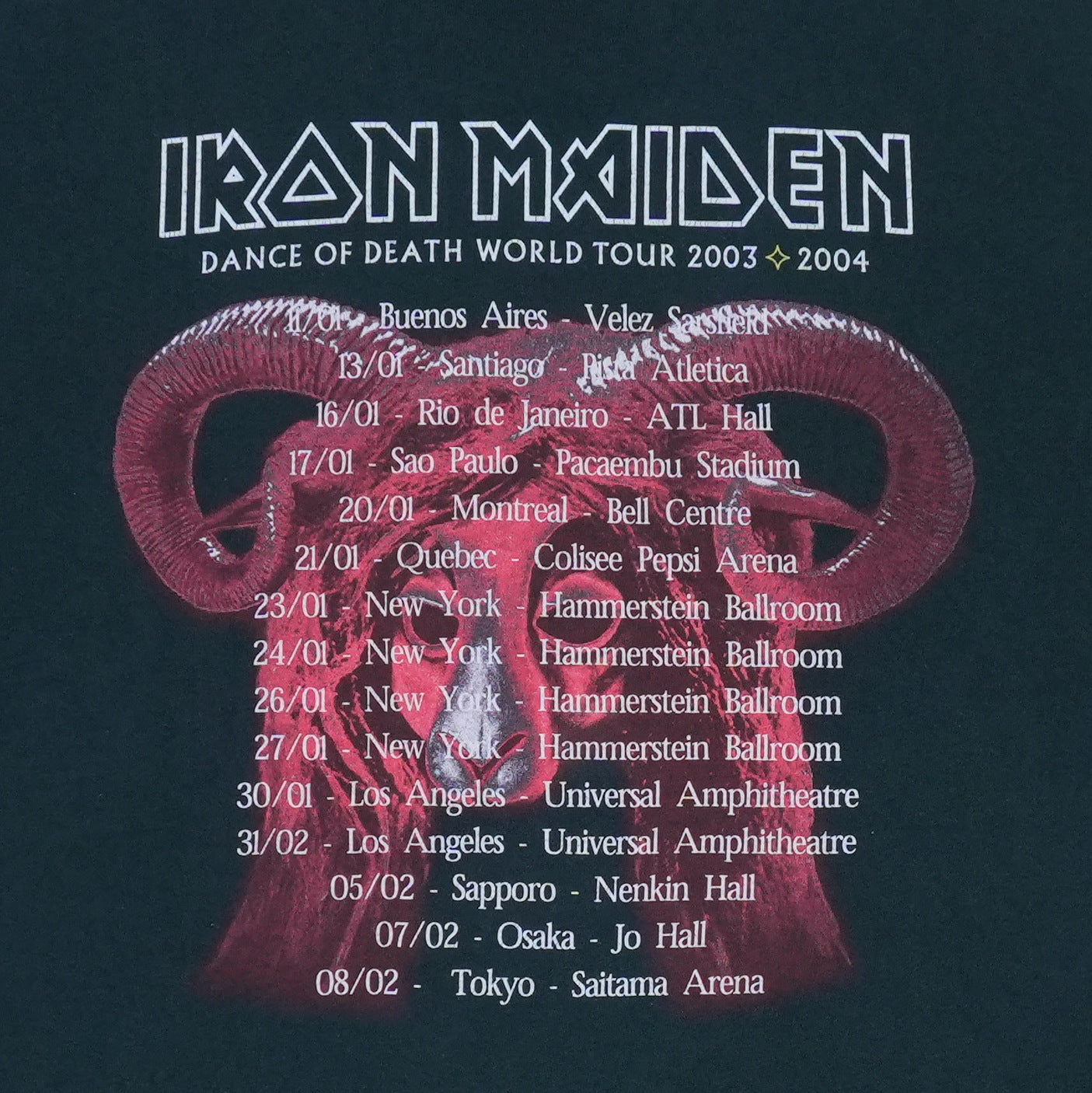 2003 Iron Maiden Dance Of Death World Tour Shirt