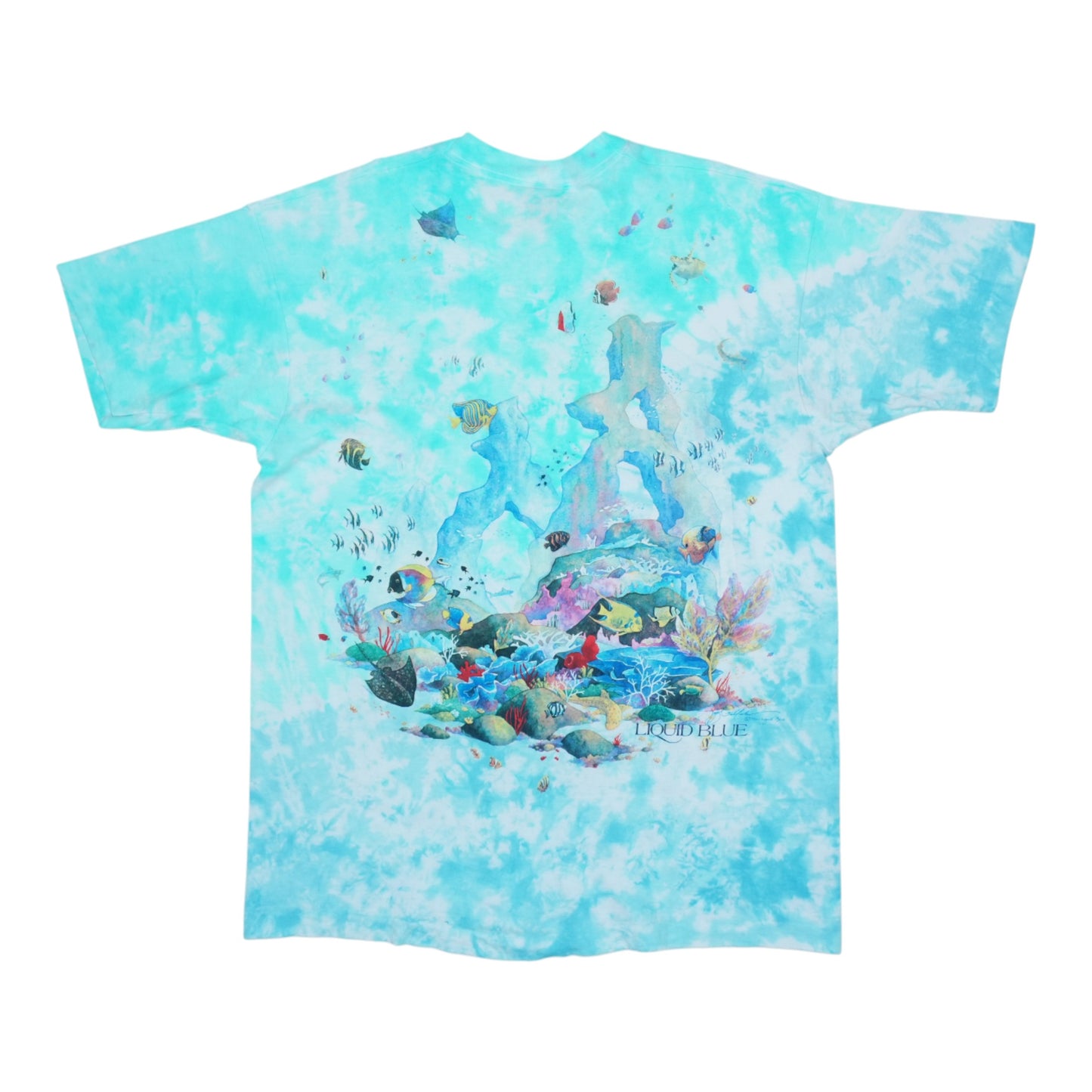 1992 Coral Reef Aquatic Paradise Liquid Blue Tie Dye Shirt