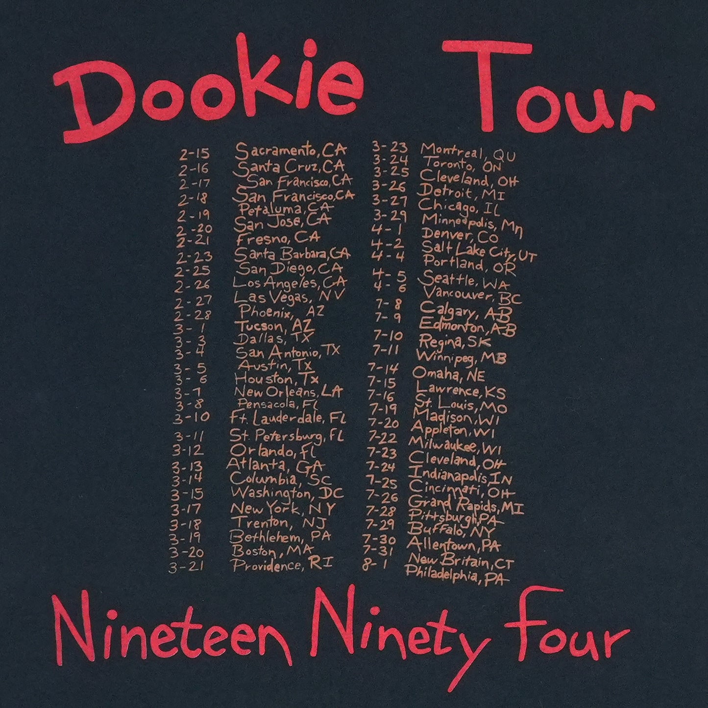 1994 Green Day Dookie Tour Shirt