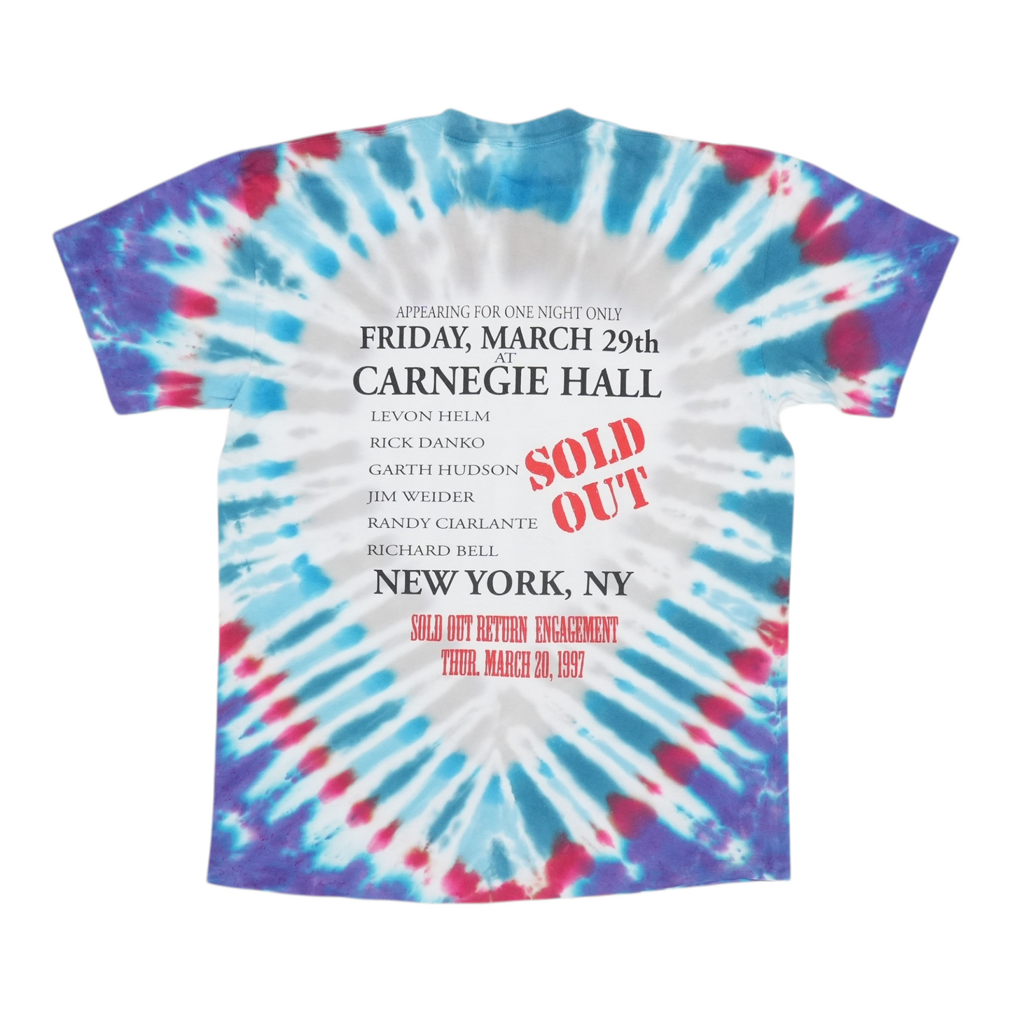 1997 The Band Carnegie Hall Concert Tie Dye Shirt