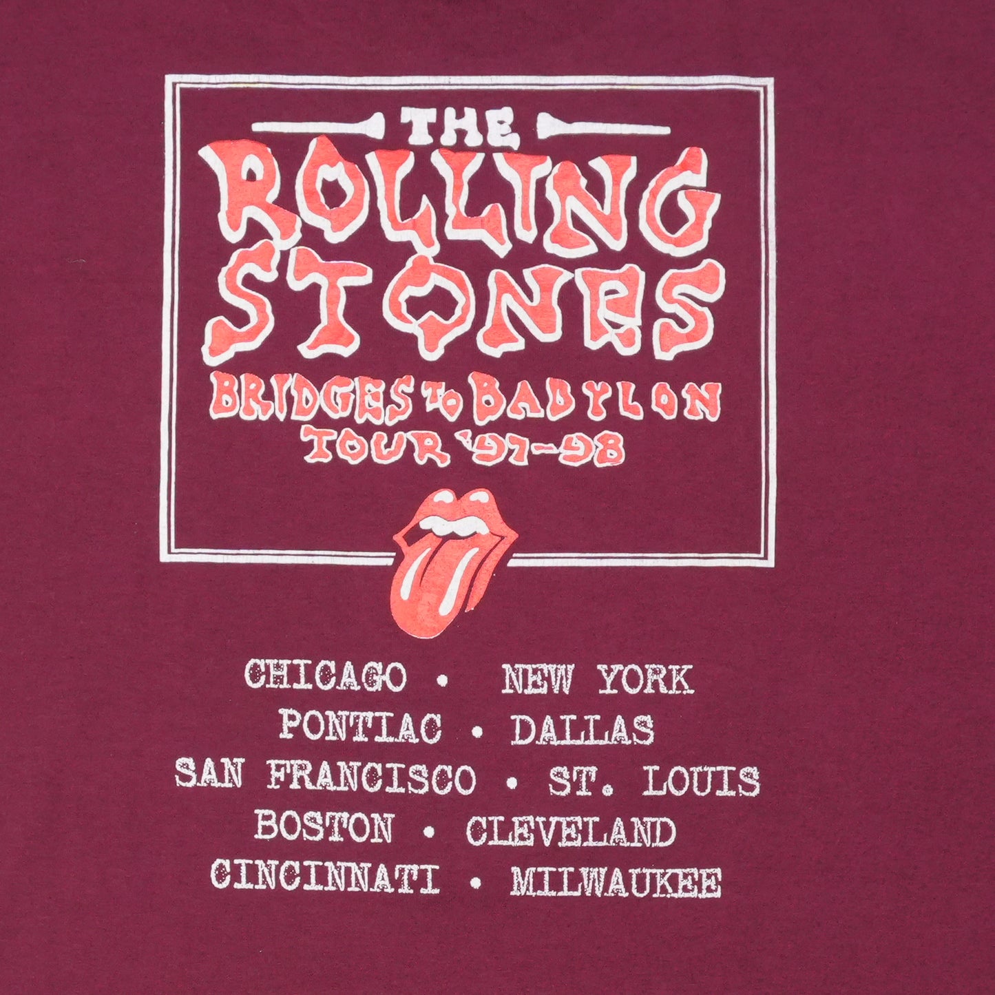 1997 Rolling Stones Bridges To Babylon Tour Shirt Detail