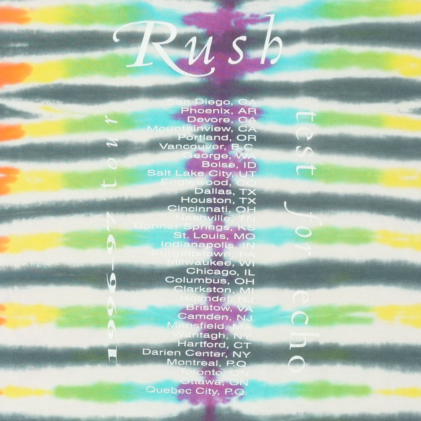1996 Rush Test For Echo Tie Dye Tour Shirt Detail