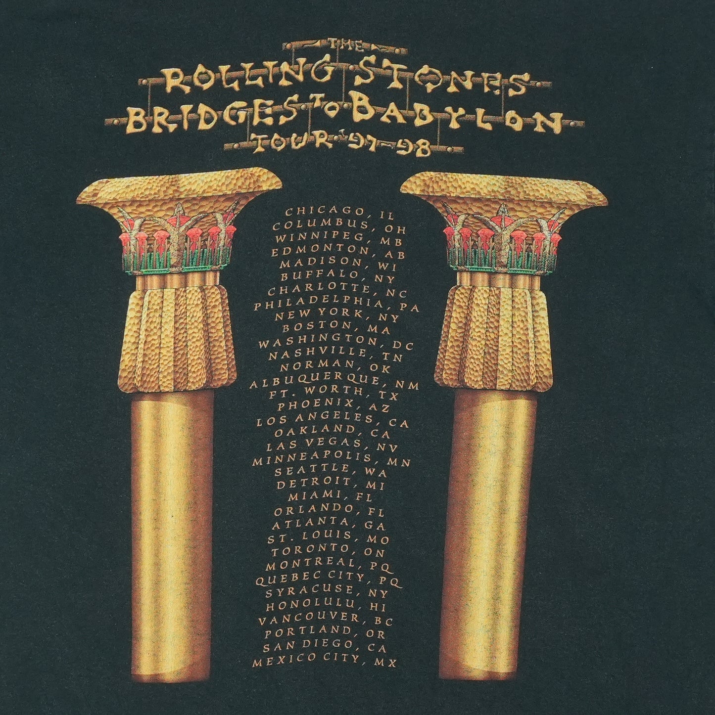 1997 Rolling Stones Bridges To Babylon Tour Shirt Detail
