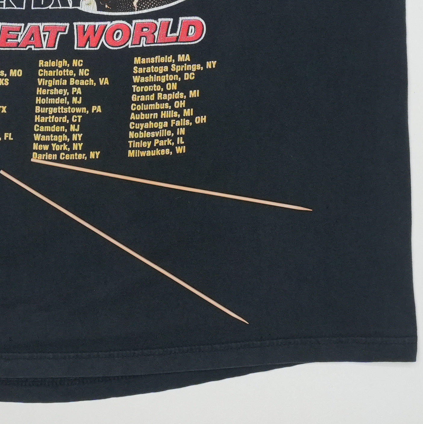 2002 Green Day Blink 182 Shirt Detail