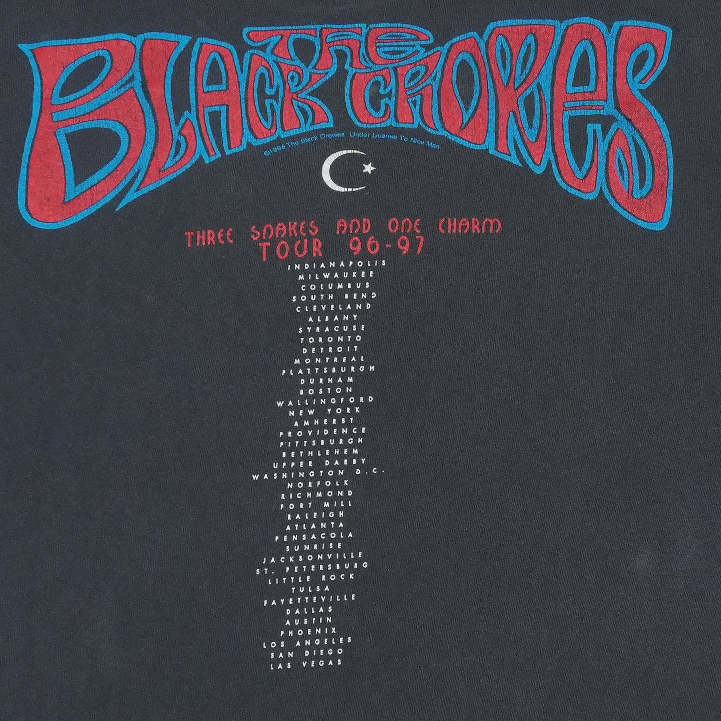 1996 Black Crowes Three Snakes One Charm Tour Shirt