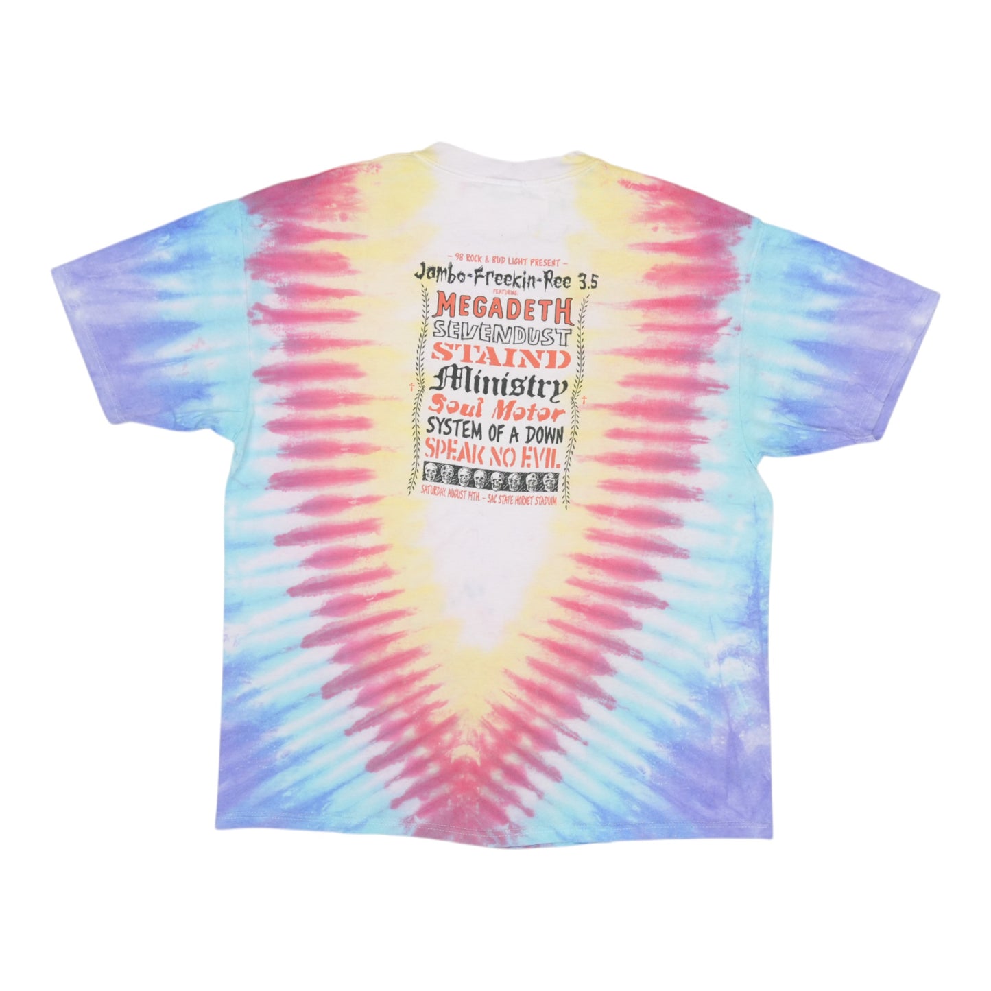1998 Megadeth Jambo-Freakin-Ree Tie Dye Concert Shirt