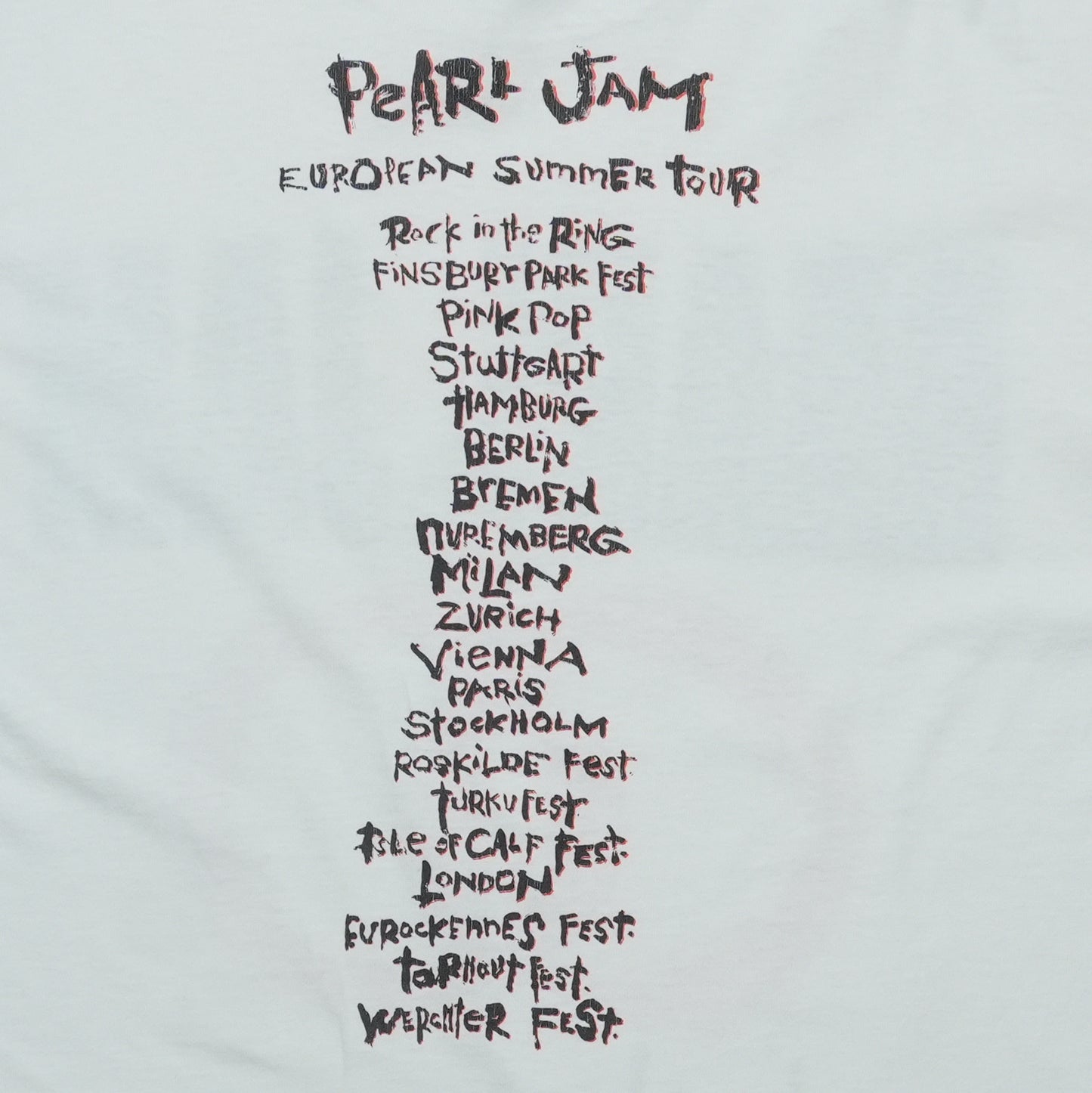 1992 Pearl Jam Don't Give Up European Tour Shirt