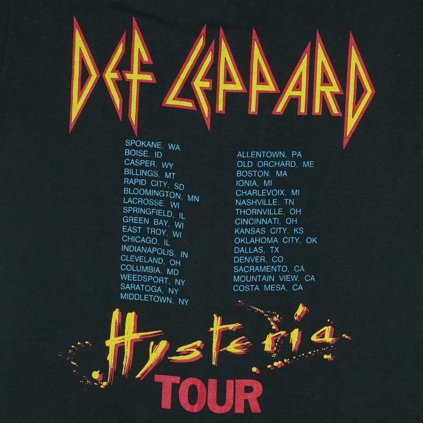 1987 Def Leppard Hysteria Tour Shirt