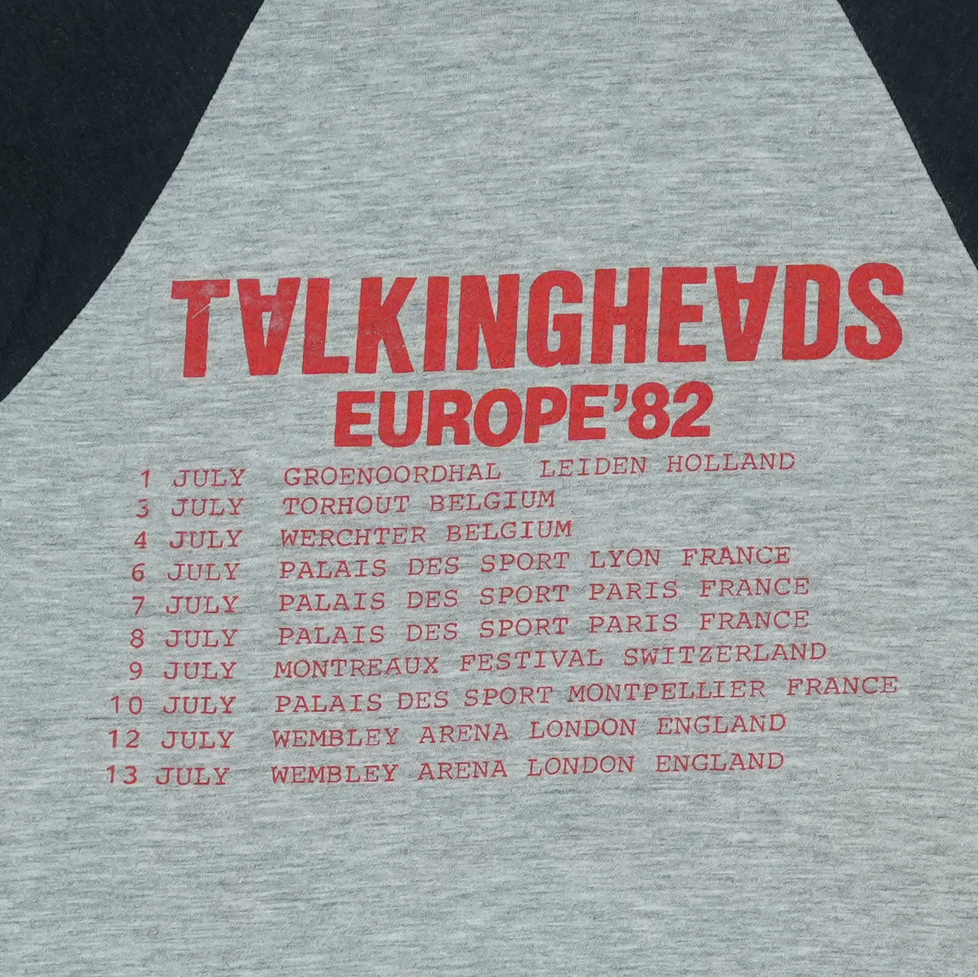 1982 Talking Heads Europe Tour Jersey Shirt
