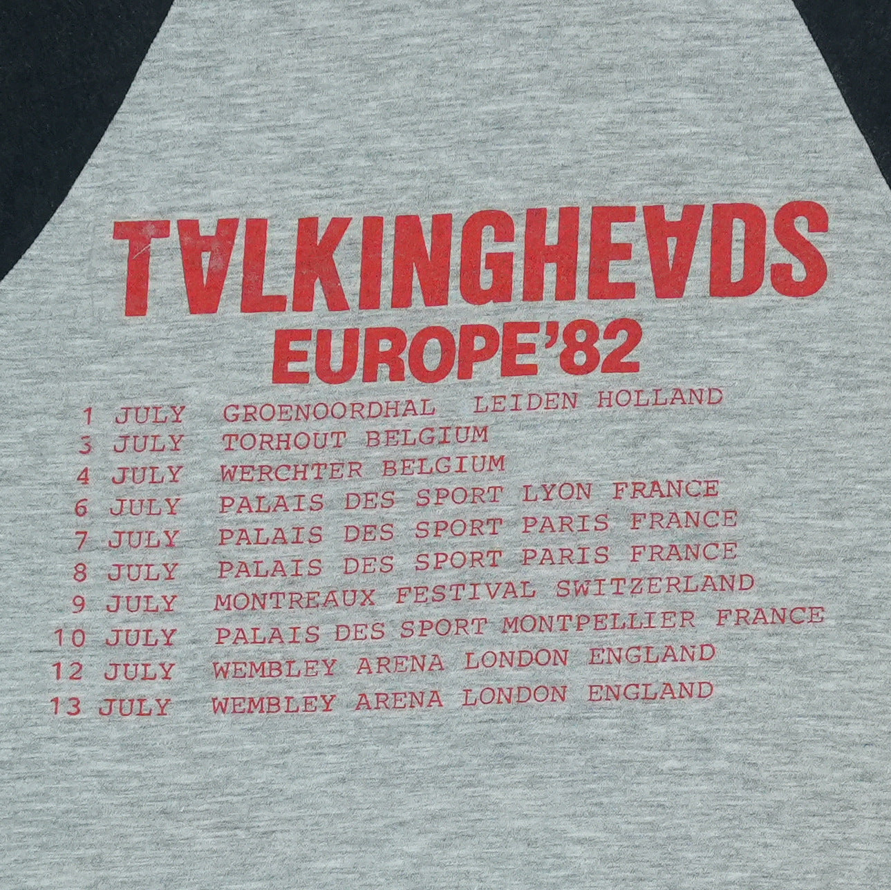 1982 Talking Heads Europe Tour Jersey Shirt