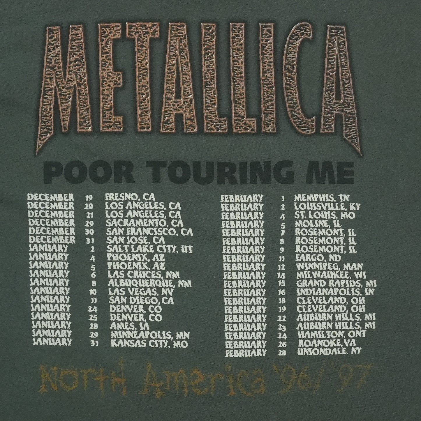 1996 Metallica Poor Touring Me Tour Shirt