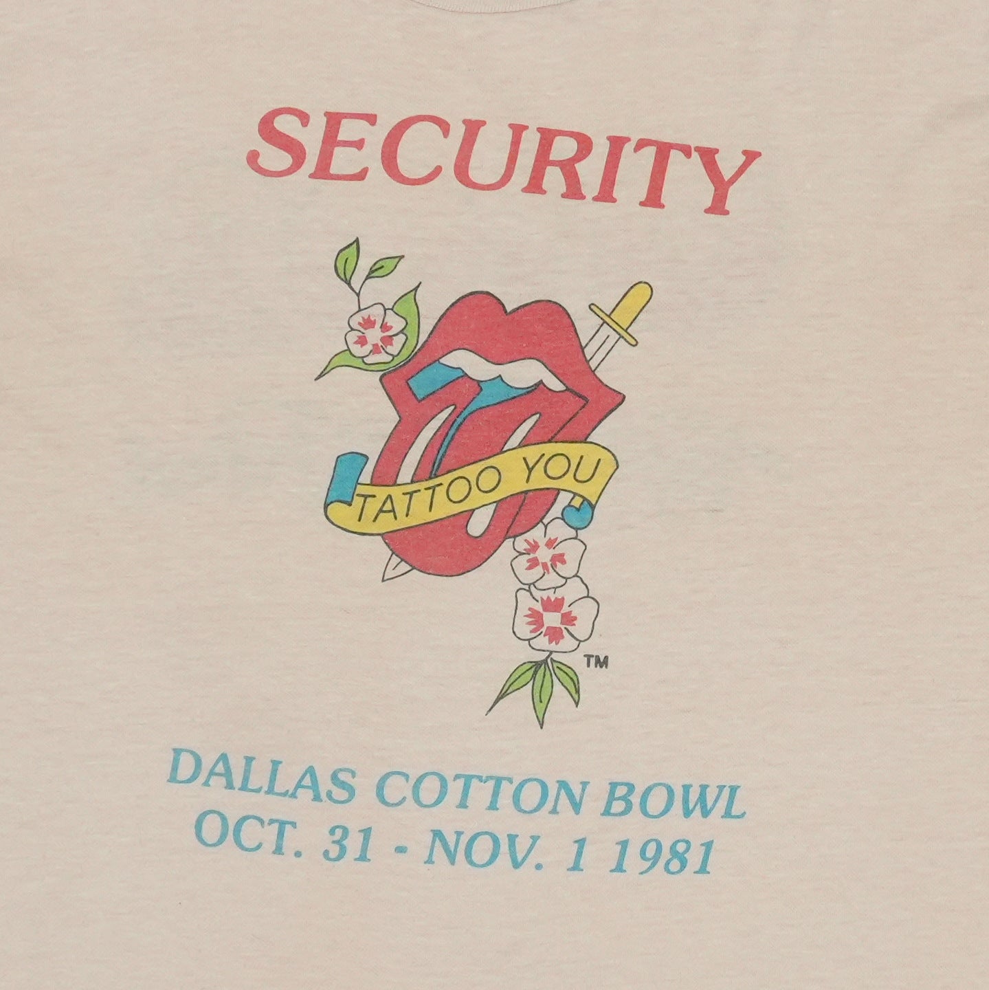 1981 Rolling Stones Security Dallas Concert Shirt