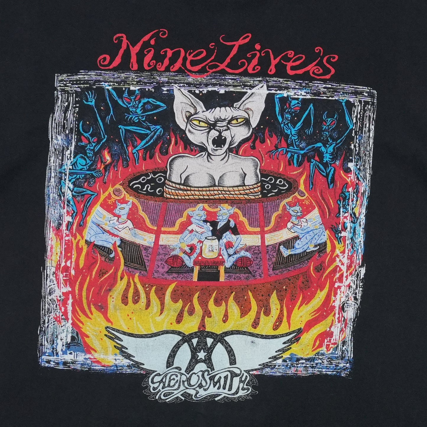 1997 Aerosmith Nine Lives Tour Shirt Front Detail 1