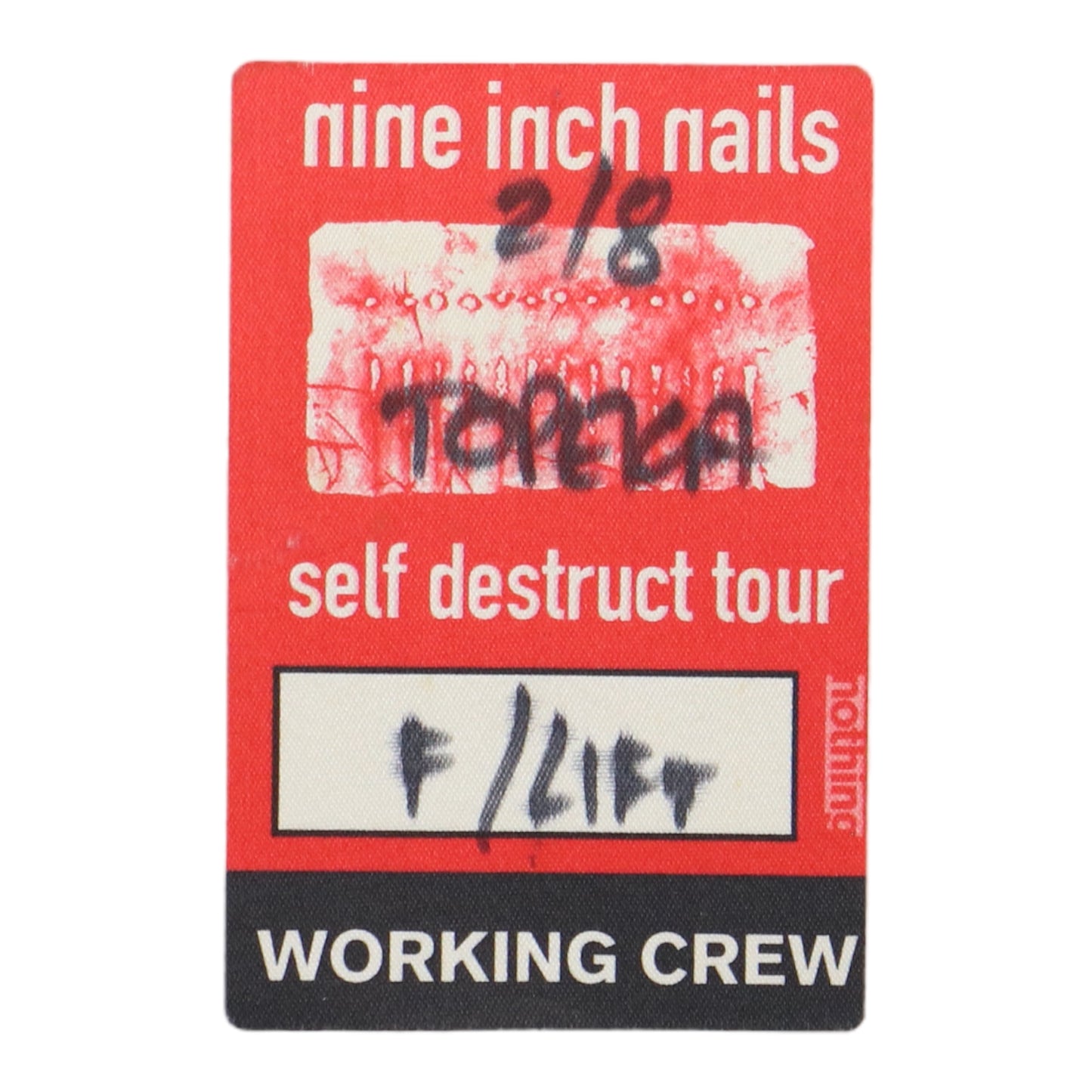1994 Nine Inch Nails Self Destruct Backstage Pass