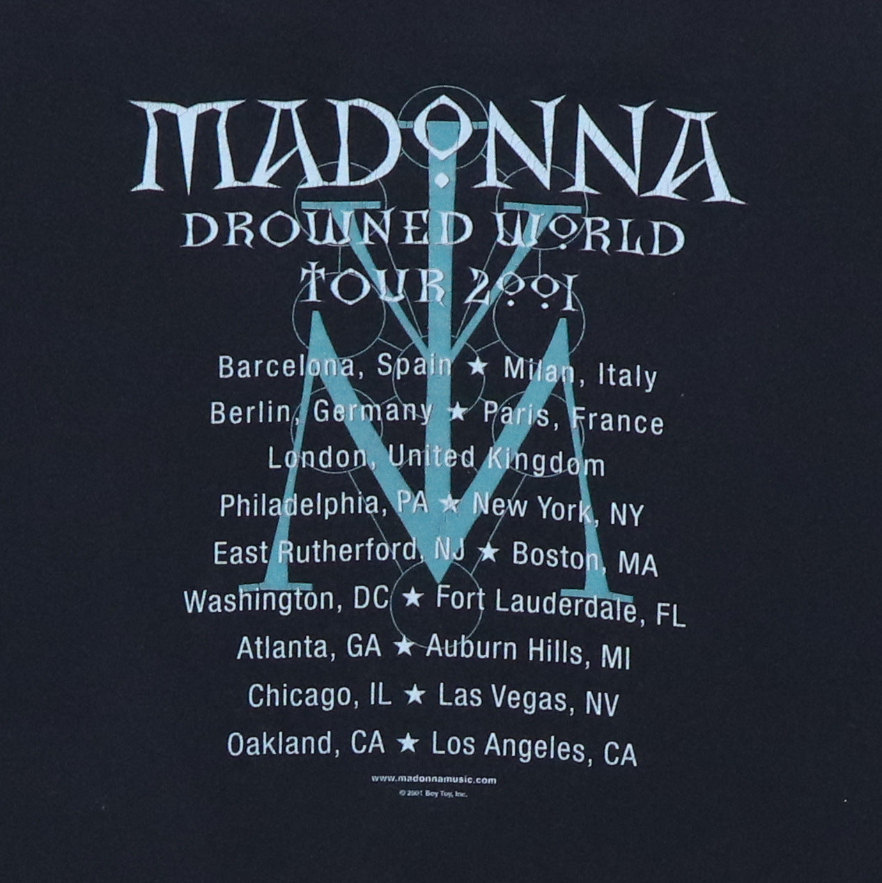 2001 Madonna Drowned Tour Shirt Detail