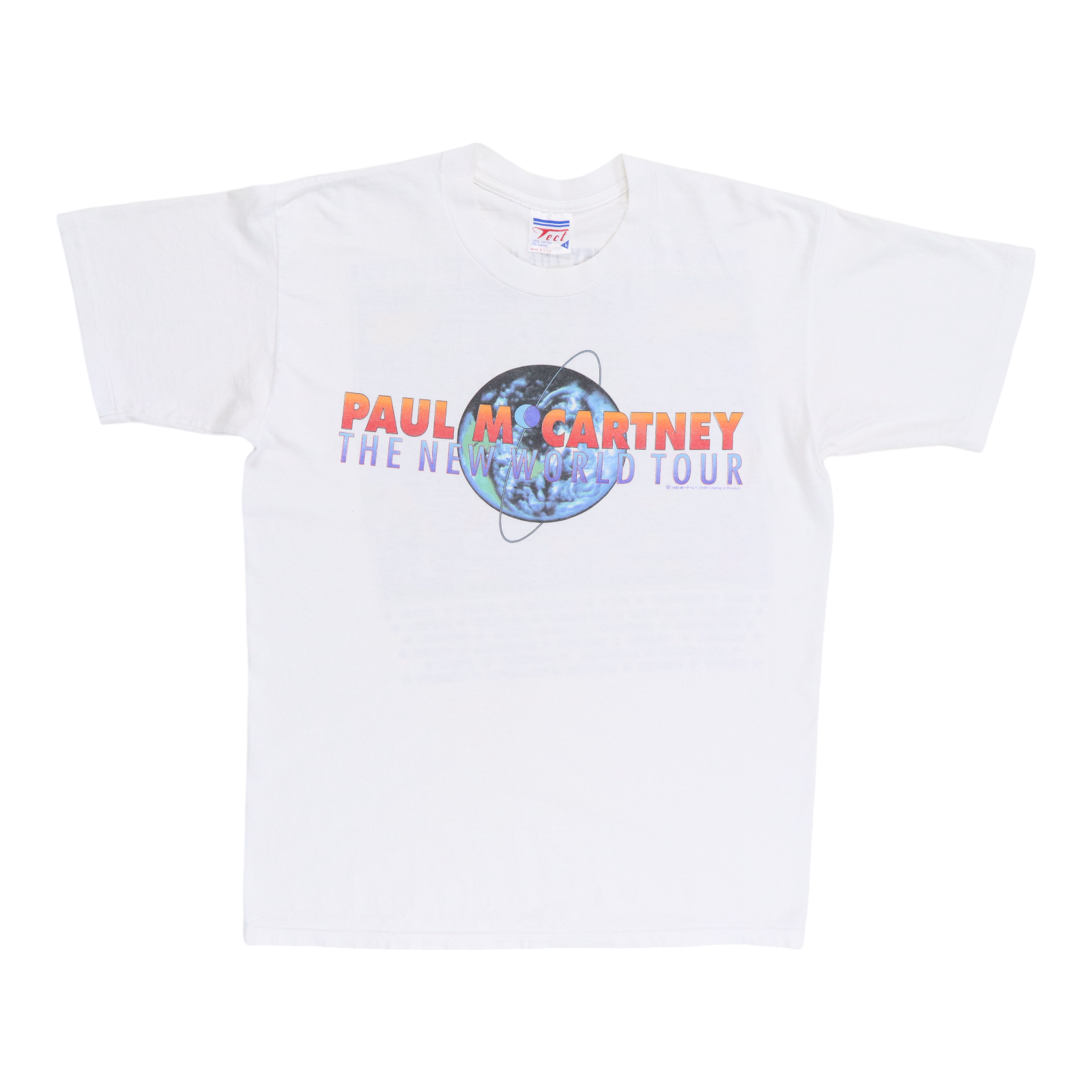 1993 Paul McCartney New World Tour Shirt | Authentic Vintage 1993 Paul McCartney New World Tour Shirt | Authentic Vintage