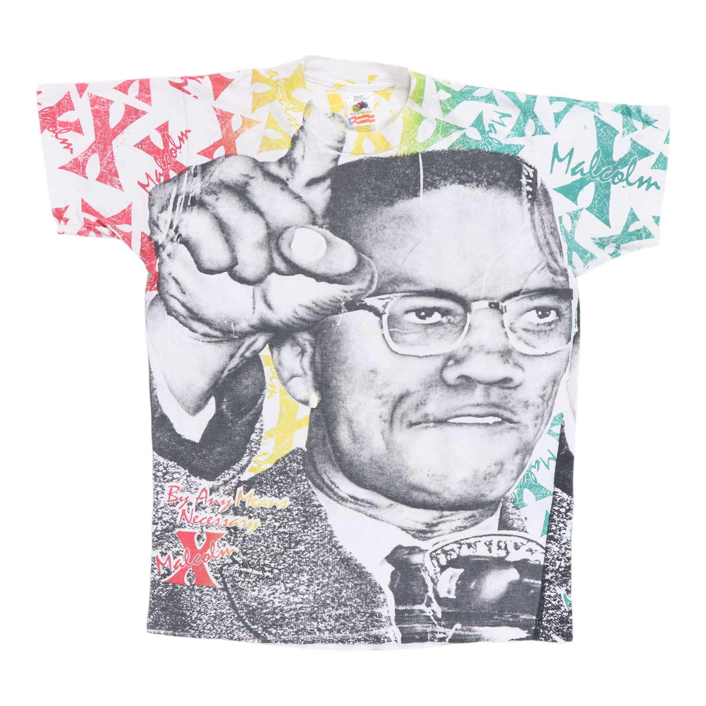 1990s Malcom X All Over Print Shirt