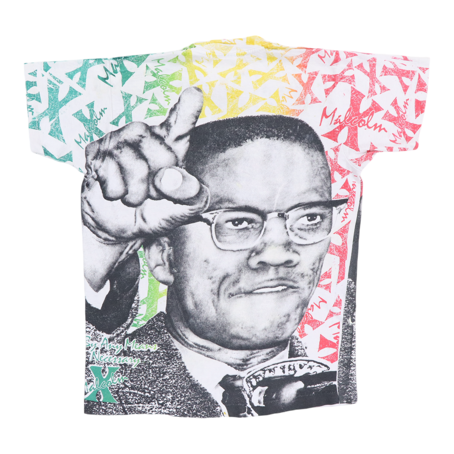 1990s Malcom X All Over Print Shirt