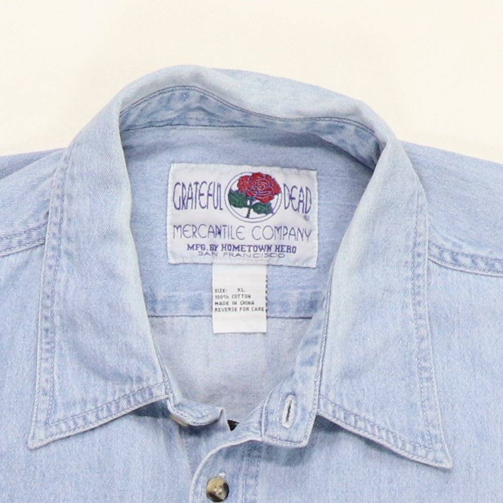 1990s Grateful Dead Dancing Bears Denim Shirt Detail