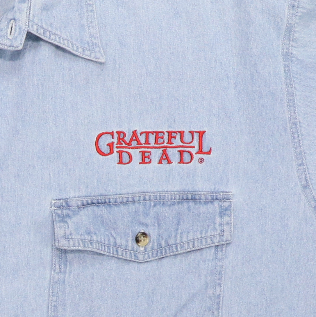 1990s Grateful Dead Dancing Bears Denim Shirt Detail