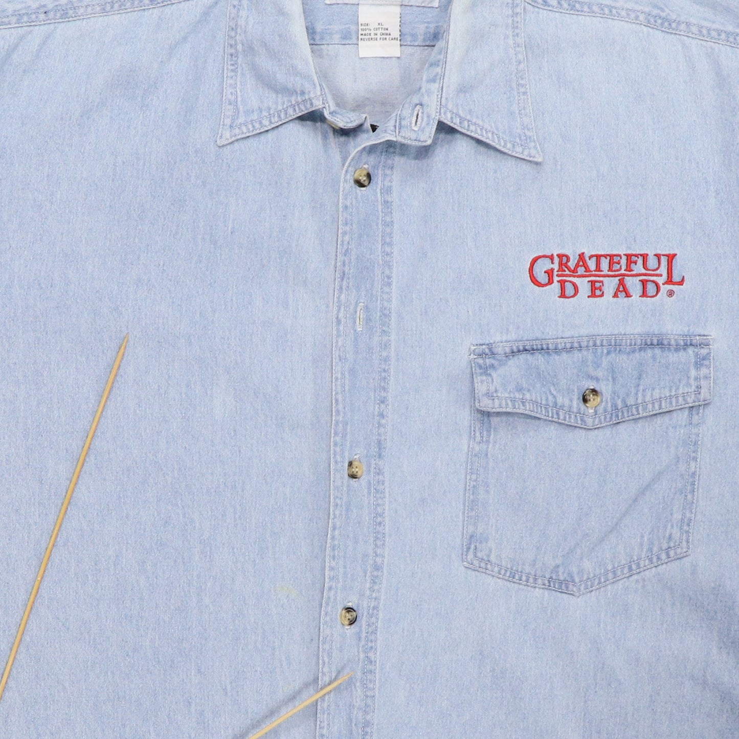1990s Grateful Dead Dancing Bears Denim Shirt Detail