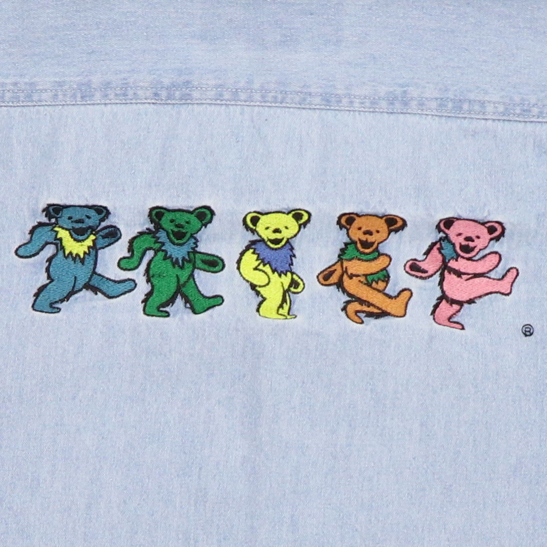 1990s Grateful Dead Dancing Bears Denim Shirt Detail