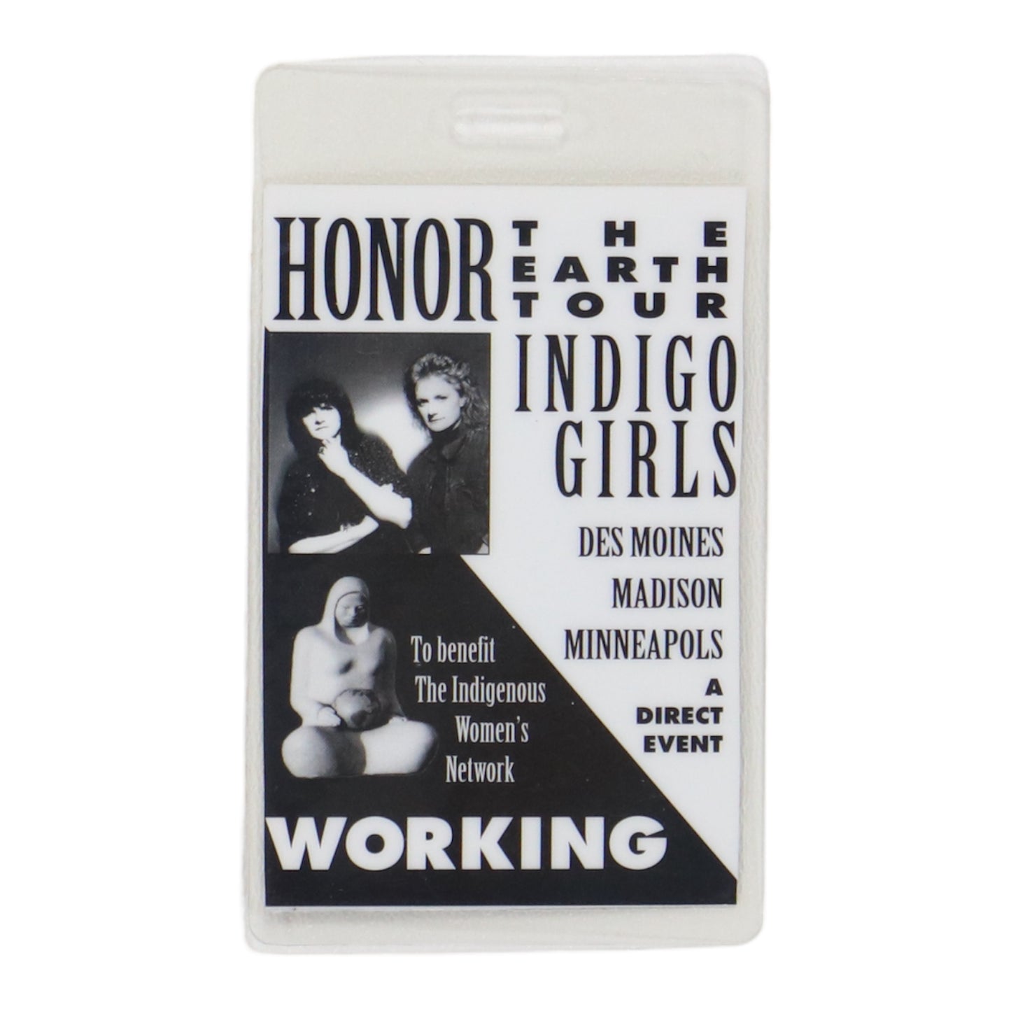 1995 Indigo Girls Honor The Earth Backstage Pass Laminate Back