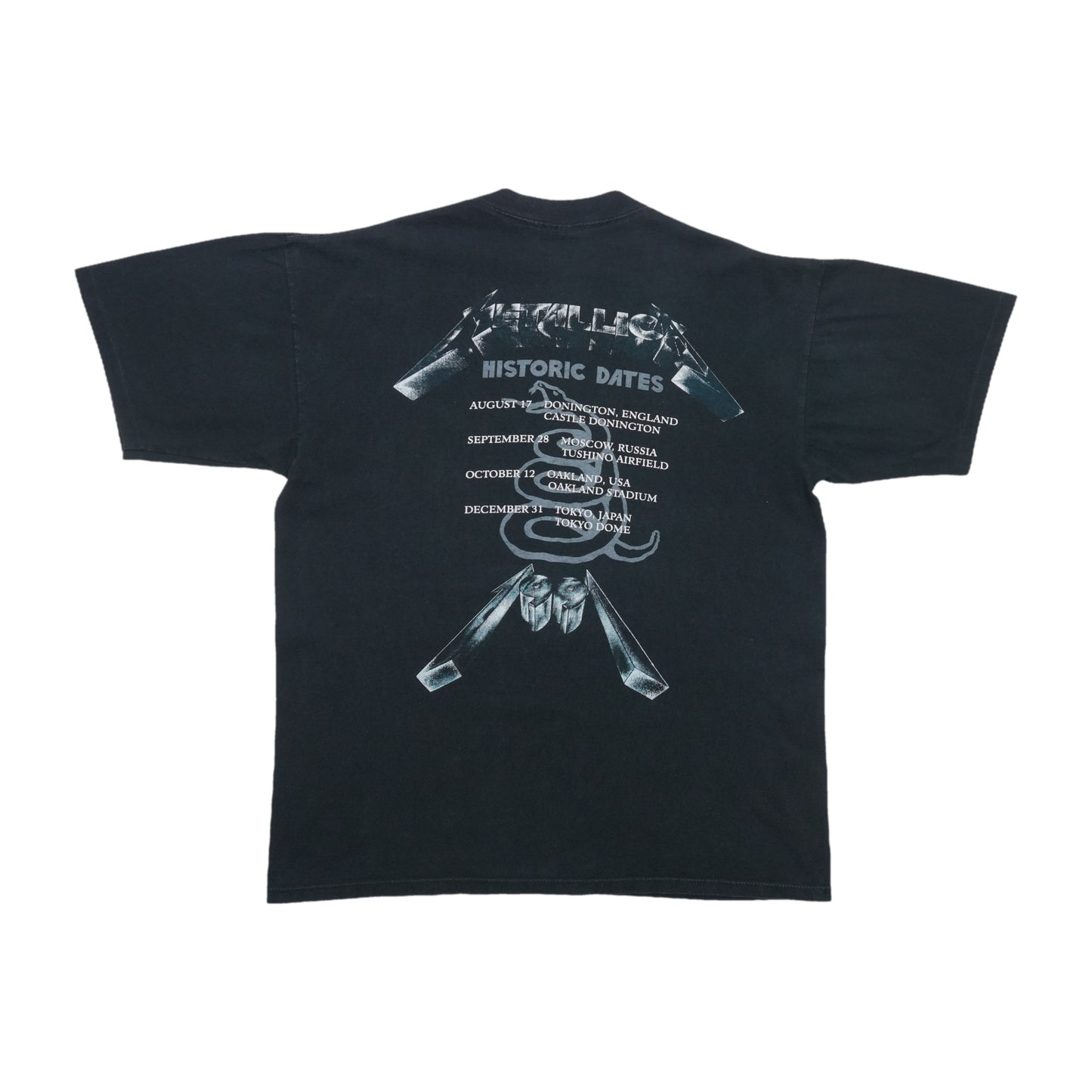 1991 Metallica Historic Dates Shirt Back