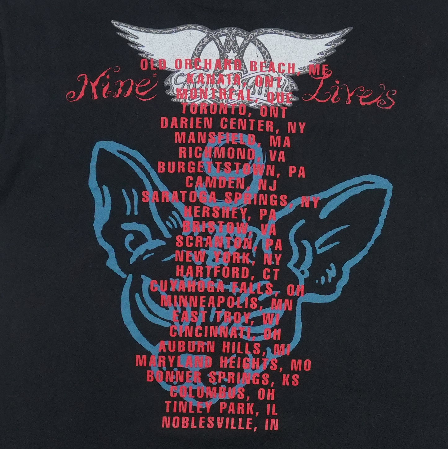 1997 Aerosmith Nine Lives Tour Shirt Back Detail 1