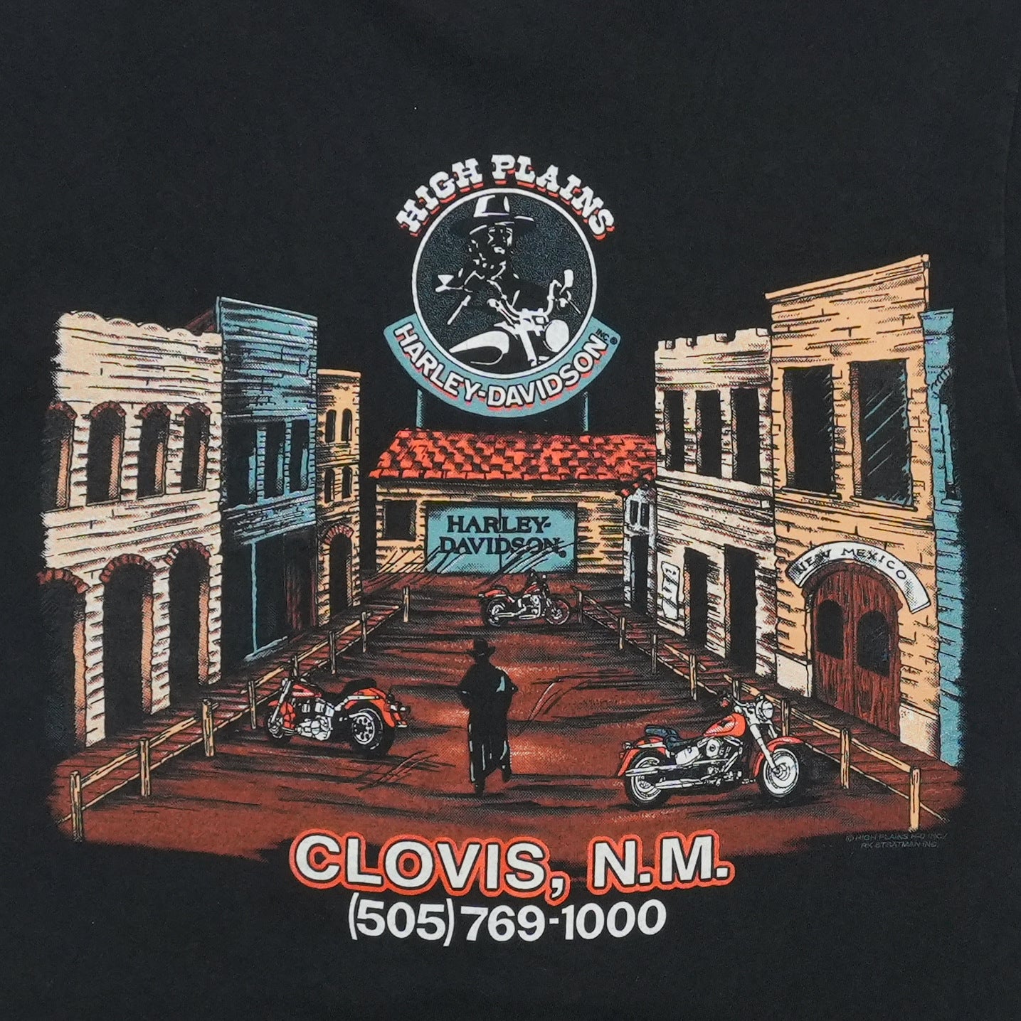 1990s Harley Davidson Clovis New Mexico Christmas Shirt Back Detail 1