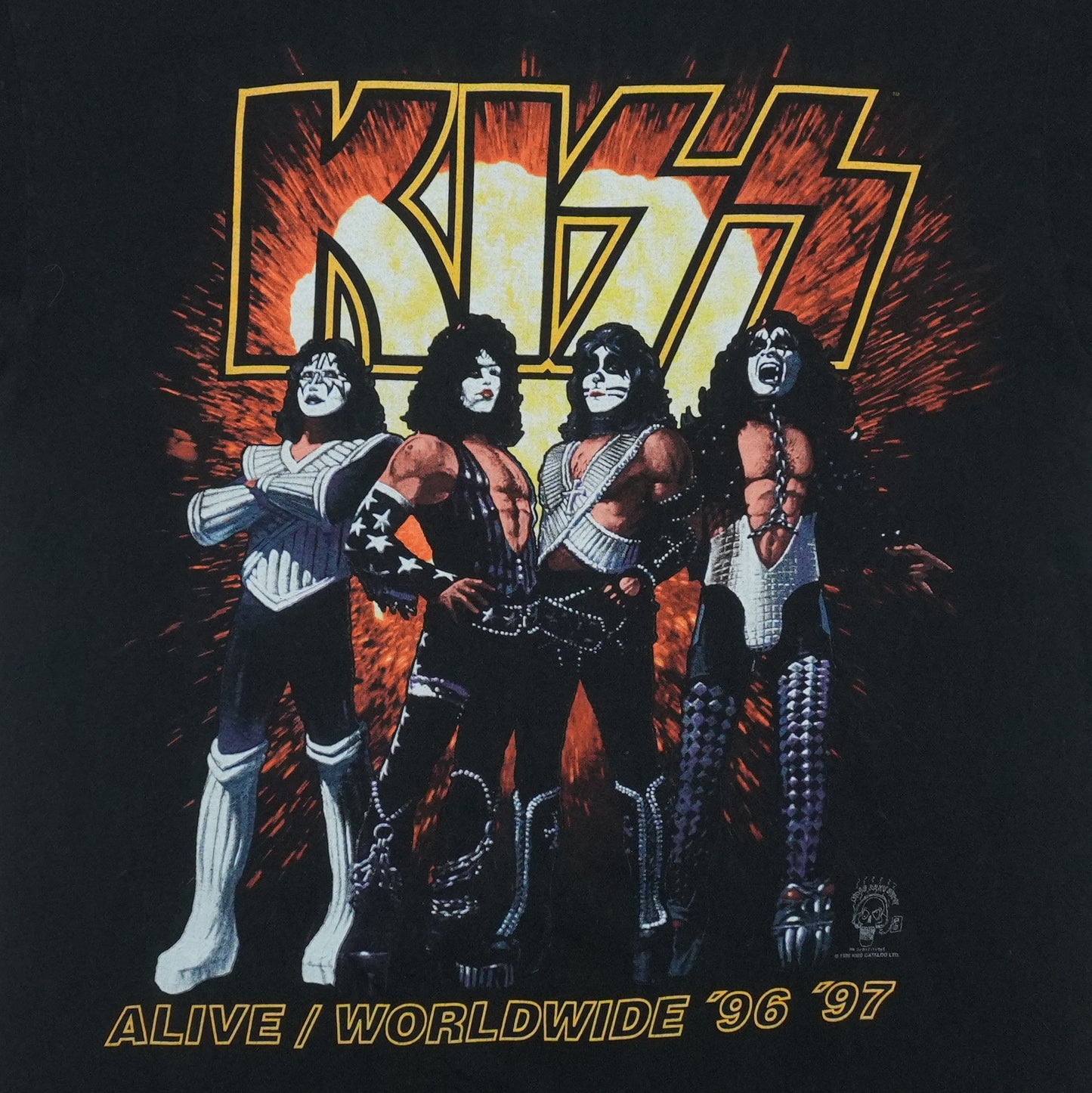 1996 KISS Alive Setting Orlando On Fire Concert Shirt Front Detail 1